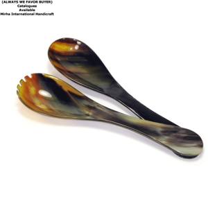 Serveurs à salade en corne de buffle 250mm Serveur à salade en corne de buffle de luxe unique fabriqué en Inde - Product Image 1