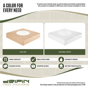 Boîte à tarte écologique de luxe jetable carrée en carton personnalisable avec fenêtre Made in Italy - Product Image 3