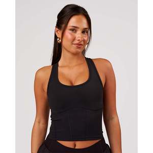 Aura <b>Women's</b> Mesh Shelf Bra <b>Tank</b> <b>Top</b>-<b>Black</b> - Product Image 1