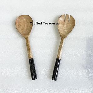 Top Design Serveur à salade en bois Cuillère Fourchette Chaîne Unique Poignée Meilleur prix Cuisine Maison Dîner Serveur à salade Ensemble - Product Image 5