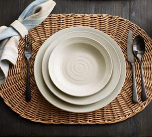 ขายส่งแผ่นชาร์จหวายรูปไข่แผ่นชาร์จทําด้วยมือสําหรับโต๊ะรับประทานอาหารแผ่นรองจานชนบทเหมาะสําหรับร้านอาหารโฮมโฮเทล - Product Image 2