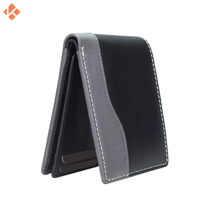 Cartera corta de piel de vaca auténtica para hombre con diseño de logotipo personalizado 2025, cierre abierto, forro de poliéster, patrón de rayas, precio de venta al por mayor - Product Image 4