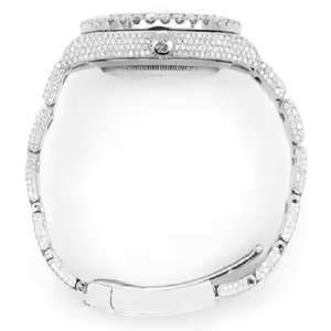 นาฬิกาข้อมือสไตล์ฮิปฮอปเย็นสีดำเคสเพชร Moissanite Studded BEZEL นาฬิกาควอตซ์อัตโนมัติสำหรับผู้ชายและผู้หญิง - Product Image 4