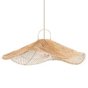 Plafonnier en rotin de lotus fait à la main Plafonnier Boho en rotin naturel pour chambre à coucher, salle à manger, salon et décor moderne - Product Image 1