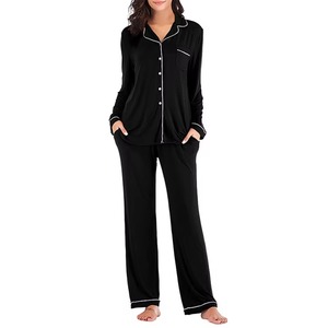 Taille élastique personnalisée élégante maison vêtements de nuit doux respirant été printemps saison à manches longues modal pyjamas pour femmes vêtements de nuit - Product Image 3