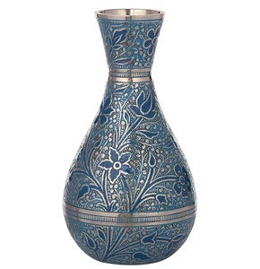<b>Vintage</b> Etched Brass <b>Vase</b> Made in India, Engraved Solid Brass and Black Enamel <b>Vintage</b> Bohemian Decor, Rustic Asian Decor - Product Image 5