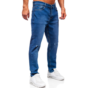 กางเกงยีนส์ขากว้างสไตล์ย้อนยุคของผู้ชายดีไซน์ทึบพร้อมการตกแต่งแบบปักสำหรับเสื้อผ้าแนวสตรีทหรือสวมใส่สบายๆทุกวัน - Product Image 3