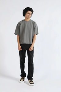 Camisetas cuadradas de algodón 100% de peso pesado de alta calidad para hombre, logotipo personalizado, posición frontal, ajuste de gran tamaño, camiseta sólida antiarrugas - Product Image 2