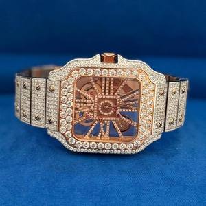 Montre mécanique de luxe en moissanite, testeur de diamants, montre sertie de diamants, montre pour homme en acier inoxydable, lunette de montre de rappeur, diamant VVS - Product Image 1