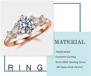 <b>925</b> Sterling <b>Silver</b> Moissanite 1.25 Carat Prong Set Certified <b>Ring</b> for Women Luxury Jewelry Gift - Product Image 2