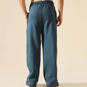 Pantalones de hombre de tendencia superior 2025, pantalones de poliéster de algodón ligeros informales lavados para hombre, estilo holgado recto de cintura media transpirable - Product Image 5