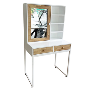 Modern BTD68056 Dressing Table with Storage Compartment and Opening <b>Mirror</b> <b>Panel</b> Wood Style - Product Image 1