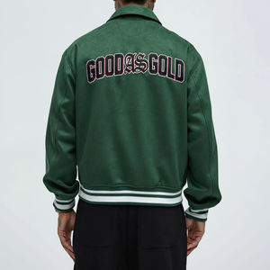 Veste personnalisée pour homme Manches en cuir Broderie en chenille Patchwork Veste universitaire pour homme - Product Image 3