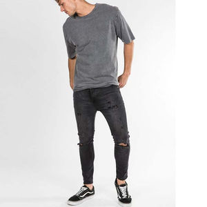 T-shirts pour hommes en coton 100% de qualité supérieure, respirants, à coupe ample, imprimés, en tissu canvas, col rond, effet délavé - Product Image 5