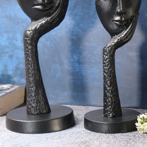 Visage argenté contemporain Sculpture d'art Accent de table décoratif pour la décoration intérieure Affichage de bureau Cadeau de mariage Pièce maîtresse - Product Image 2