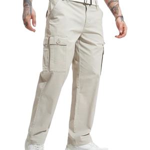 Pantalones casuales ligeros para hombre, 100% algodón, talla grande, con múltiples bolsillos, estilo cargo, para hombre. - Product Image 1