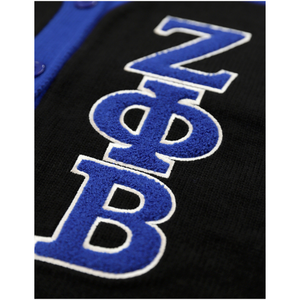 Zeta Phi Beta Cardigan Pull Noir et Bleu avec Lettres Chenille Logo Brodé Sorority Greek Life Apparel Unisexe - Product Image 4