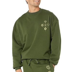 Nouveau design hommes grande taille sweat à manches longues cou épaule pente couleur unie 100% imperméable coton confortable - Product Image 4