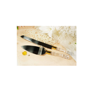 Juego de 2 uds de servidor de pastel de acero y cuchillo con mango acrílico de latón para fiesta de boda para restaurantes y celebraciones de cumpleaños - Product Image 6