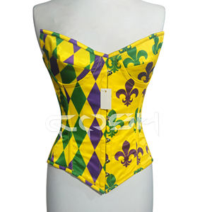 Corsé Estampado de Mardi Gras con Aros de Acero Ajustables y Efecto Reductor - Product Image 4