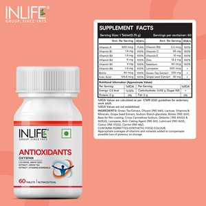 Inlife Antioxydants Pack de 60 comprimés d'extraits de graines de raisin et de thé vert lycopène vitamines pour stimuler le bien-être des adultes - Product Image 2