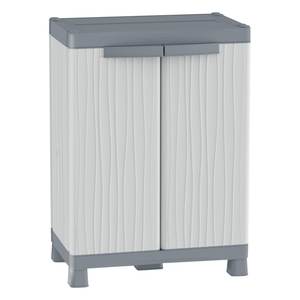 Armario Portátil de Plástico Terry WAVE Base 700 con 2 Puertas Abatibles, Color Gris Claro Oscuro (70cm), Kit de Muebles - Product Image 1
