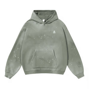 OEM de alta calidad de peso pesado Vintage ácido lavado Zip Hoodie 100% algodón francés Terry personalizado de gran tamaño de los hombres para la ropa de calle - Product Image 4