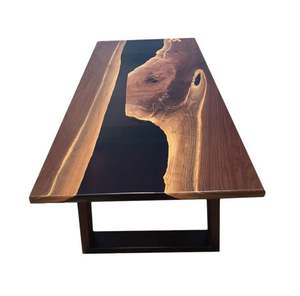 Handmade Blue Epoxy Resin <b>Square</b> Wooden <b>Table</b> Top Best Quality Customized Home Furniture Indian Suppliers for Living Room - Product Image 3