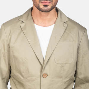Blazers pour hommes Borges en tissu polycoton beige, fermeture à boutons, tissu peigné - Product Image 6