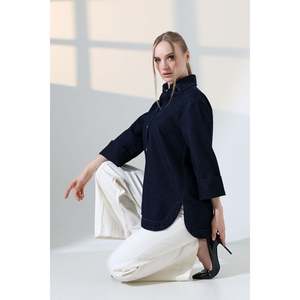 Camisa Oversize con Botones 6262 - Estilo Slap Azul Marino - Product Image 6