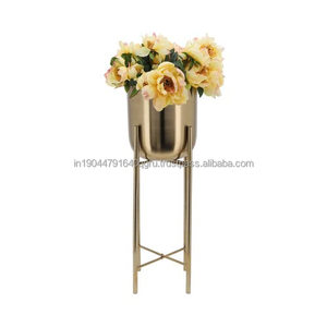 Juego de 2 macetas de interior chapadas en oro puro modernas de calidad superior de la mejor venta - Product Image 2