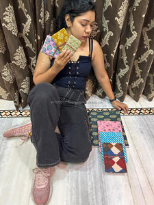 Nouveau vrai tissu de couverture rigide fait à la main journaux de fermeture de fil sécurisé Boho Vintage couverture colorée non doublée journaux intimes en feuilles recyclées - Product Image 3