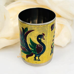 Meenakari Gold-Plated Stainless Steel Round Tableware for Home Wedding Business Gifts - Product Image 2