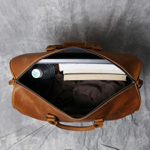 Vente de gros Sac polochon de voyage personnalisé de haute qualité en cuir véritable pour hommes Sac polochon vintage en cuir véritable - Product Image 6