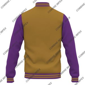 OEM Chaqueta universitaria de gran tamaño Cuerpo de lana Mangas de cuero Opciones de satén con bordado Chenille Puff Imprimir Sublimación y apliques - Product Image 6