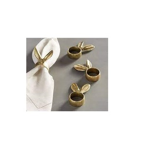 Servilletero de latón Diseño de flor chapado en oro con perla Servilletero de latón revestimiento de oro decorar usado - Product Image 3