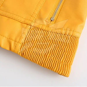 Chaqueta de cuero para mujer superventas último estilo con cuello levantado chaqueta de cuero de punto transpirable al por mayor - Product Image 5