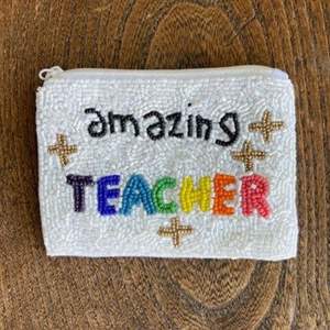 Elegant New Design Embroidery SAVAGE Beaded White With Light Color Mini Zipper <b>Bag</b> ladies <b>make</b> <b>up</b> <b>bag</b> small wallet <b>bag</b> - Product Image 6