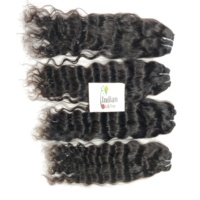Lot de Cheveux Naturels Vierges Bouclés Noirs Indiens Remy 100% Non Traités, Tissage Double Trame à la Machine, Trame Simple, Vente en Gros