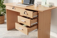 Bureau d'étude moderne Essence Malaysia 12 mm en panneau de particules/MDF avec surface mélaminée PU, finition hêtre, modèle 70346+2L, 4 tiroirs, 2 serrures, pour l'école