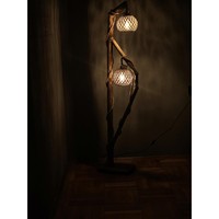 Lampe sur pied en bois Sail, design rustique moderne, base E27, télécommande, abat-jour jaune, éclairage LED pour la maison