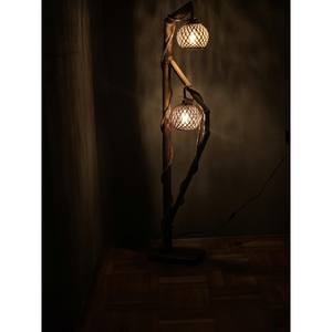 Lampe sur pied en bois Sail, design rustique moderne, base E27, télécommande, abat-jour jaune, éclairage LED pour la maison - Product Image 6