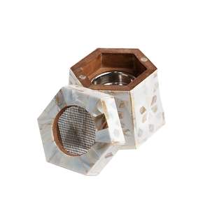 Quemador de Incienso Mabkhara de Lujo con Incrustaciones de Madreperla y Tapa de Malla, Decoración Islámica para Ramadán, Venta al Por Mayor - Product Image 1