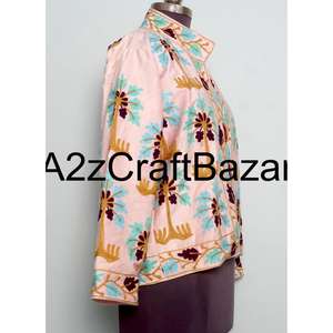 เสื้อแจ็คเก็ตกำมะหยี่ทำมือ ผ้าถักนิตติ้ง 100% ผ้าฝ้าย ลายปักดอกไม้ เป็นมิตรกับสิ่งแวดล้อม ระบายอากาศได้ดี ใส่สบายในฤดูร้อน สำหรับเด็กผู้หญิง - Product Image 4