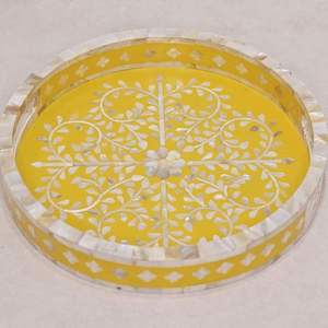 Plateau de service de luxe en incrustation de nacre fait à la main Plateau décoratif élégant pour la maison, la salle à manger et la table - Product Image 5