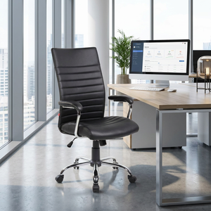 San Francisco Eco- Leather Presidential Chair <b>Black</b> Ergonomic Office Chair Adjustable Headrest Foam Plastic Modern Traditional - Product Image 2