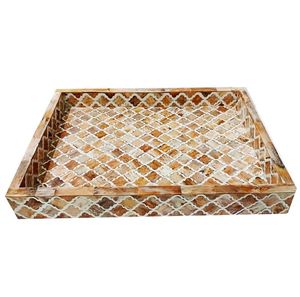Handmade Grey Plain Bone Inlay Serving <b>Tray</b> Custom Made <b>for</b> Home <b>Decor</b> and Luxury Apartments in Europe Region - Product Image 2