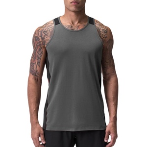 Panel Pattern Loose Fit Vest <b>Men</b> Apparel High Quality Vintage Tank Top Streetwear Spandex Elastane High Stretch Washed <b>Singlet</b> - Product Image 3