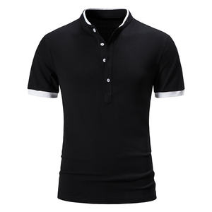 Logotipo personalizado de golf de los hombres para las camisas transpirable de secado rápido cuello redondo de manga corta Dobby tela Casual Color sólido por encargo - Product Image 2