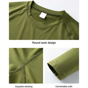 Logo personnalisé imprimé coupe-vent chemise de compression légère à manches longues pour hommes couche de base d'entraînement à séchage rapide grande taille OEM ODM - Product Image 6